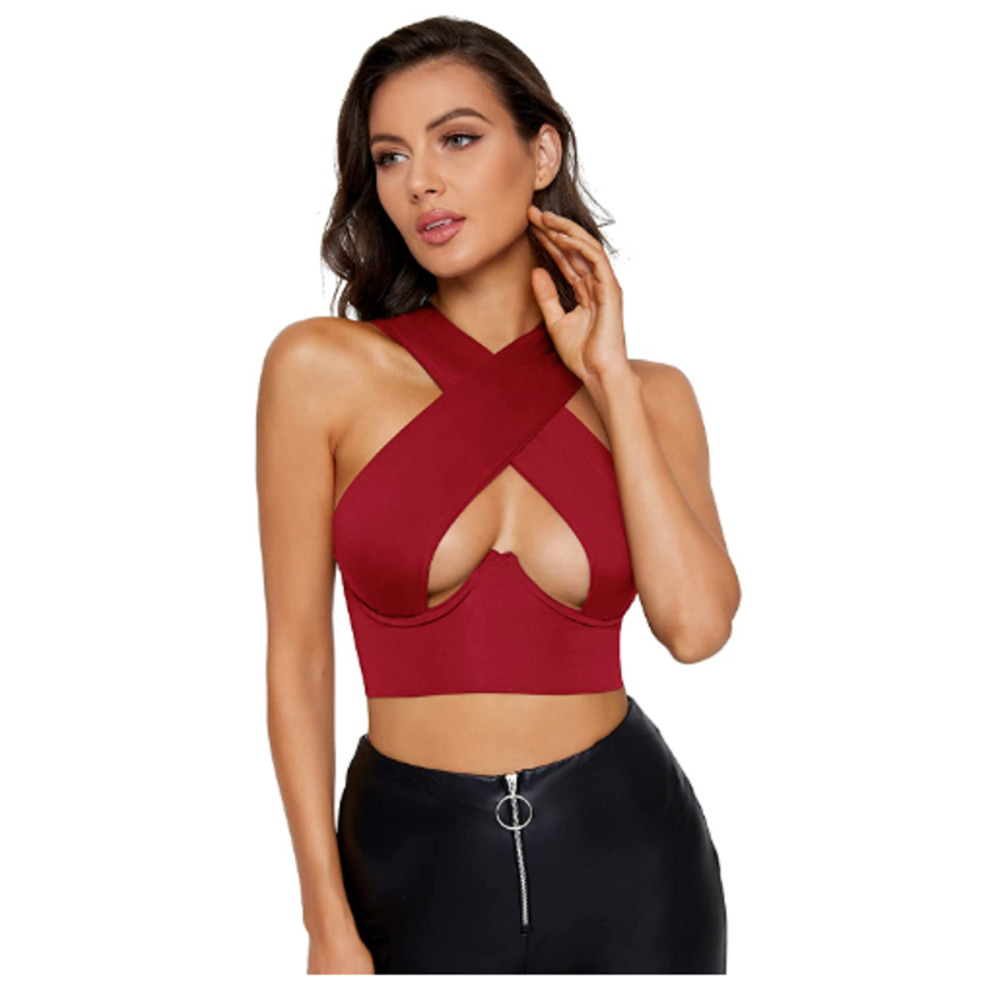 Size Large - Shein - Crisscross Cut Out Crop Top/ Bikini Top